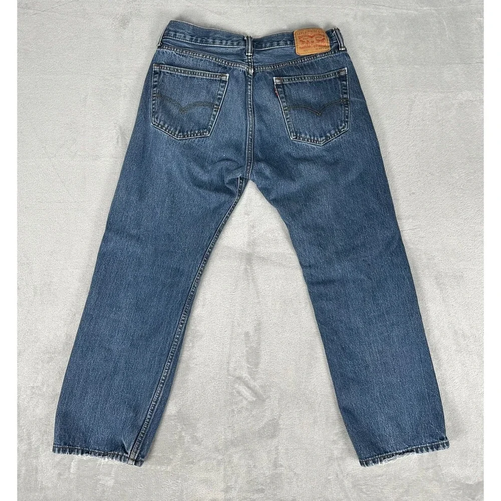 Levi's 505 Jeans Men's 34x29 Blue Cotton Regular Fit Medium Wash Straight Leg